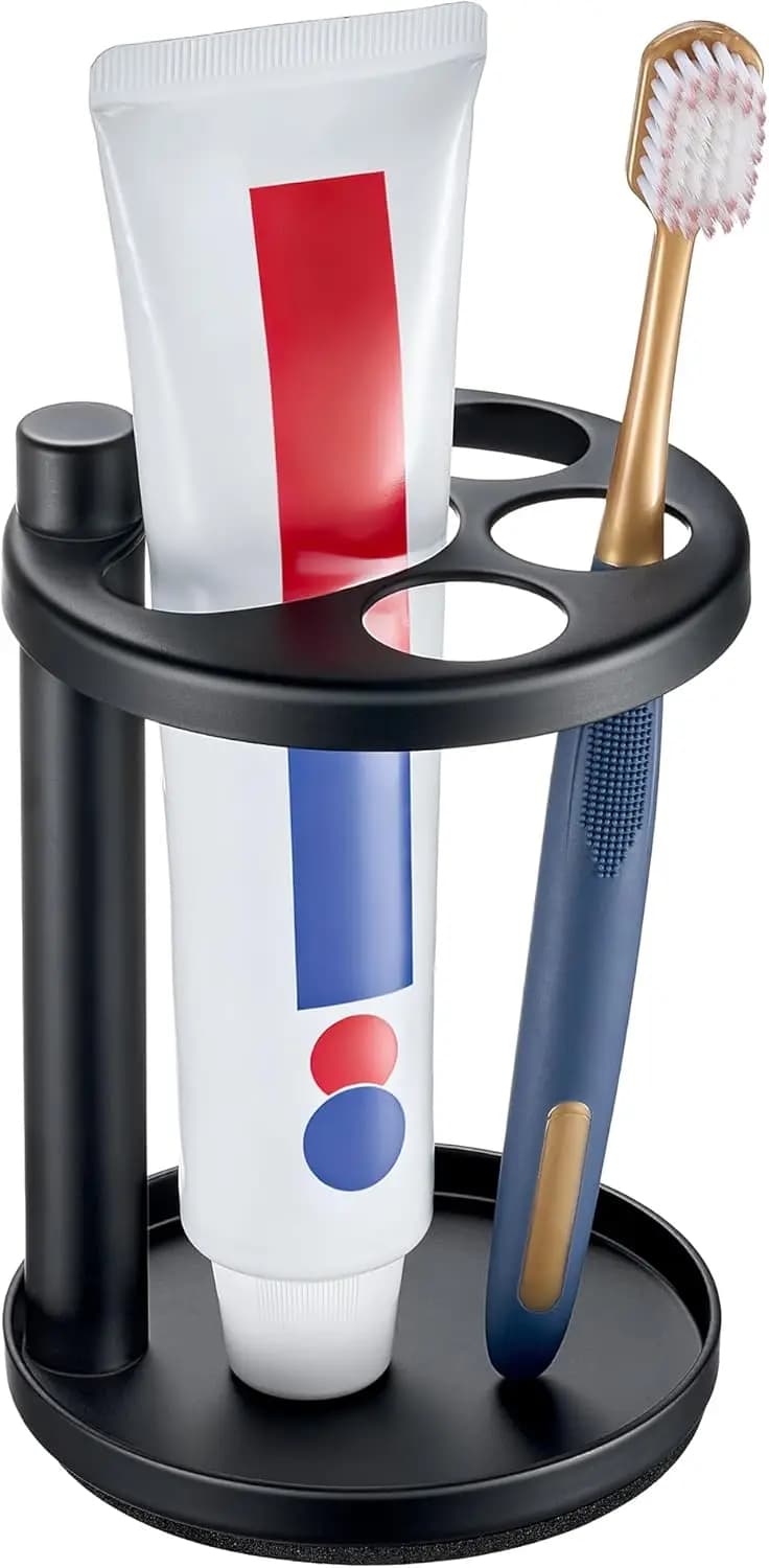 Portaspazzolino e Portadentifricio da Bagno, Supporto in Metallo per Spazzolino Elettrico con Fessura per Rasoio, Organizer Ideale per Bambini