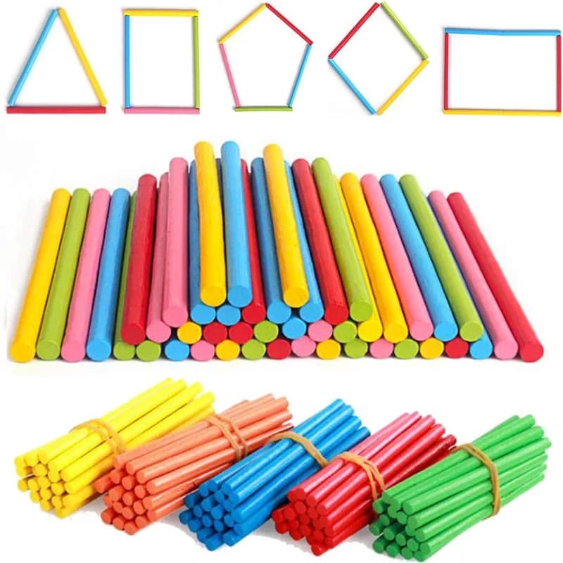 100 bastoncini di legno per il conteggio, giocattoli educativi di matematica Montessori, materiali didattici per bambini e bambine