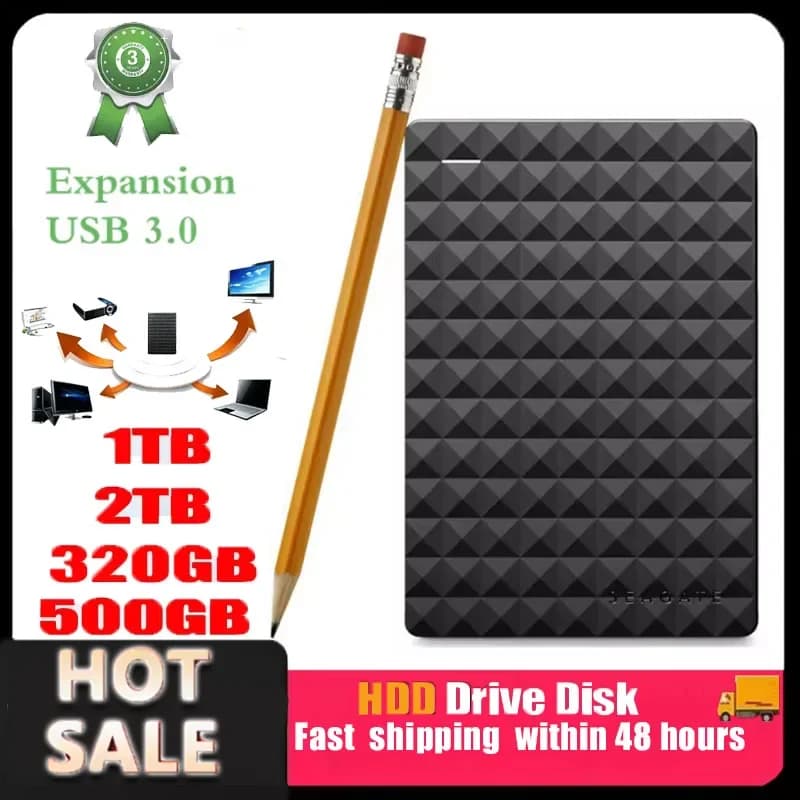 Disco Rigido Esterno Portatile Seagate OEM da 320GB, 500GB, 1TB, 2TB, USB 3.0, 2.5 Pollici