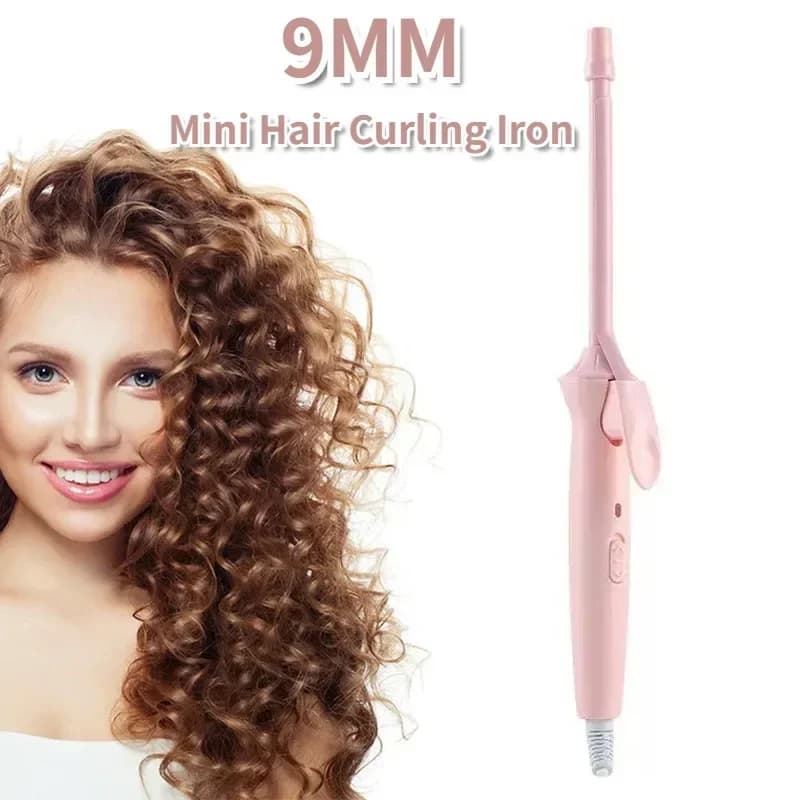 Mini Ferro Arricciacapelli 9mm, Professional Ceramic Plate for Styling, Small Iron Electric Hairdressers for Salone
