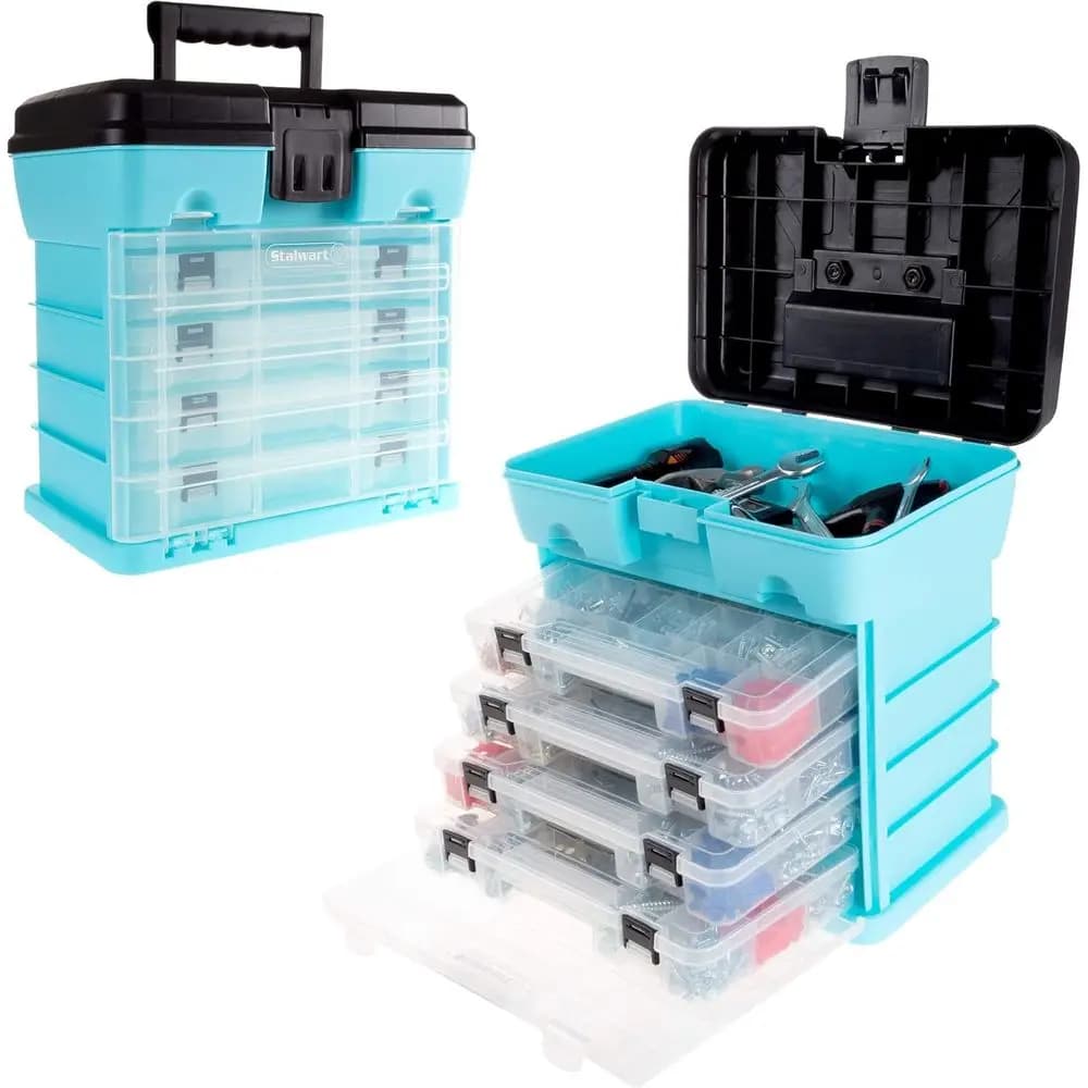 Portable Tool Box - Organizer for Small Parts with Custom Drawers and Parts for Hardware, Fishing Equipment, Beads or Craftsmanship