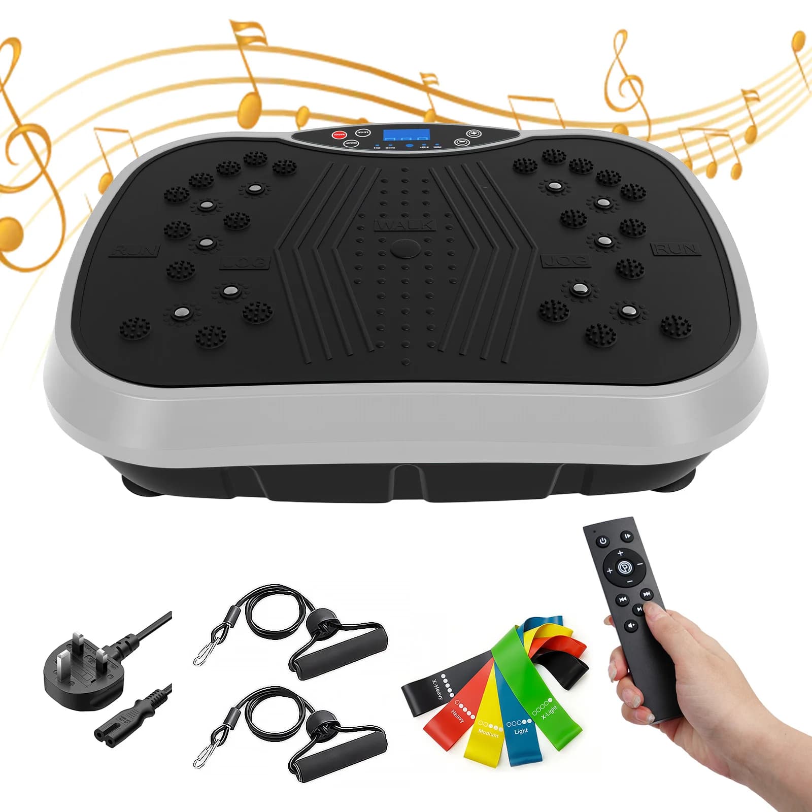Portable Vibrant Pedal for Exercises, Full Body Fitness Training with Bluetooth and Resistance Bands for Weight Loss and Modeling