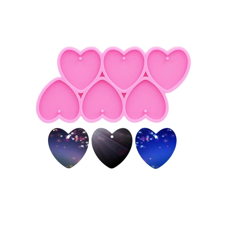 GJ-226 Stampo in silicone per resina epossidica fai-da-te a forma di cuore lucido Cuore di pesca Portachiavi Orecchini Collana Accessori per gioielli Stampi