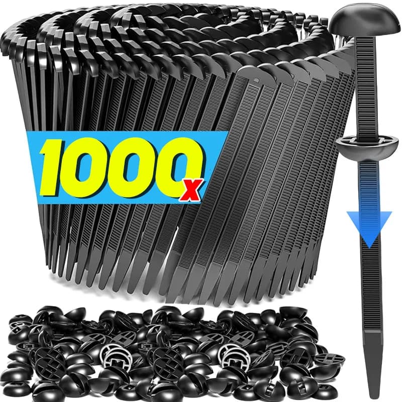 1000-100set Universal self-locking nylon cable clamps Heavy load handles with pin and button Fixing strap for daily car repair