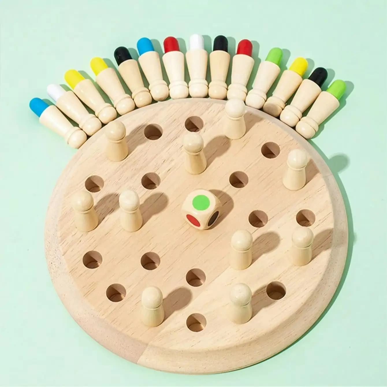 1 set di giocattoli da tavolo per scacchi con memoria a colori in legno, giochi creativi interattivi per persone doppie o multiple, un regalo di compleanno