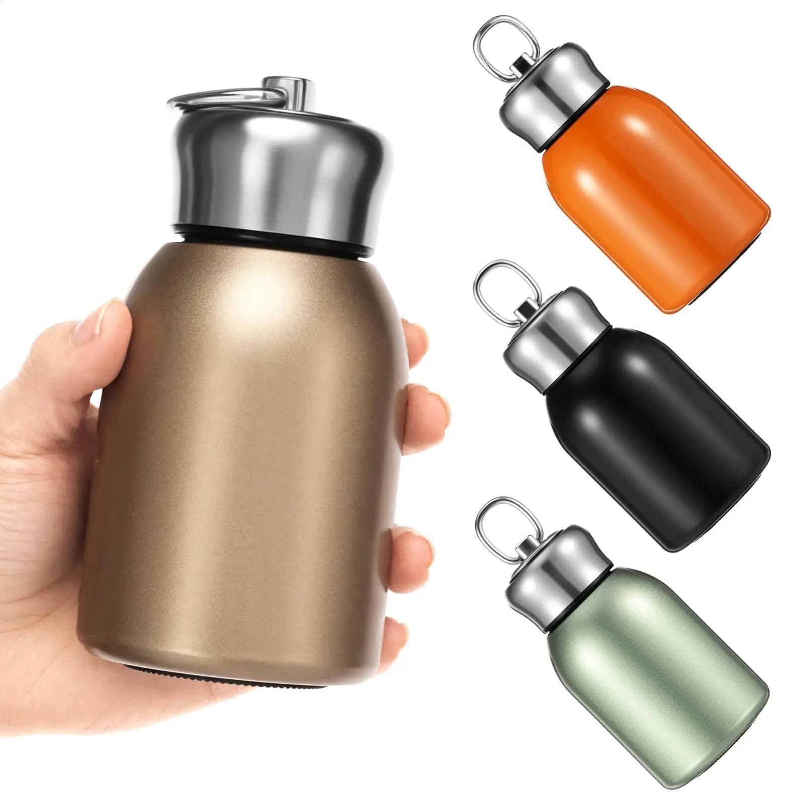 Thermos in Acciaio Inox da 300ML con Anello di Sollevamento, Mini Tazza Termica Portatile, Bottiglia d'Acqua Isolata per Auto e Viaggio, Antigoccia