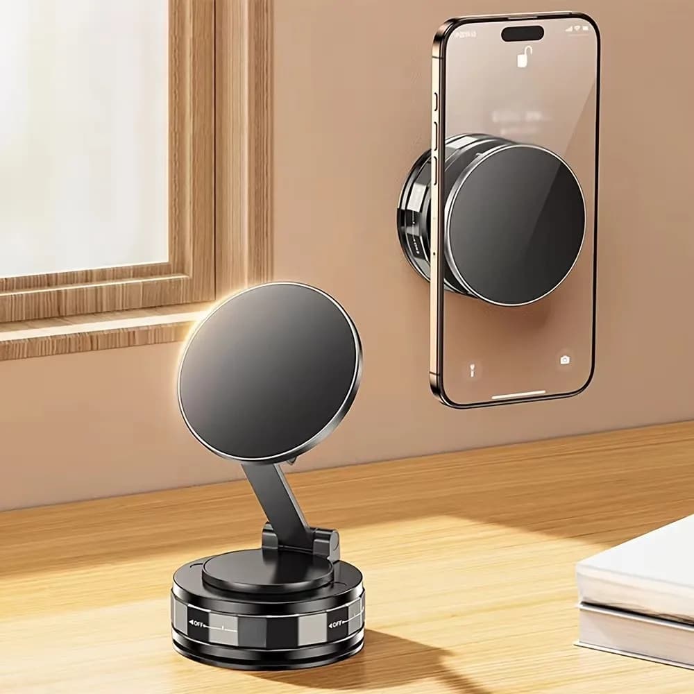 Upgraded Vacuum Magnetic Car Phone Holder for MagSafe, 360° Rotation, 96LBS Ultra Suction Cup Mount for iPhone & Android, Car/Gy