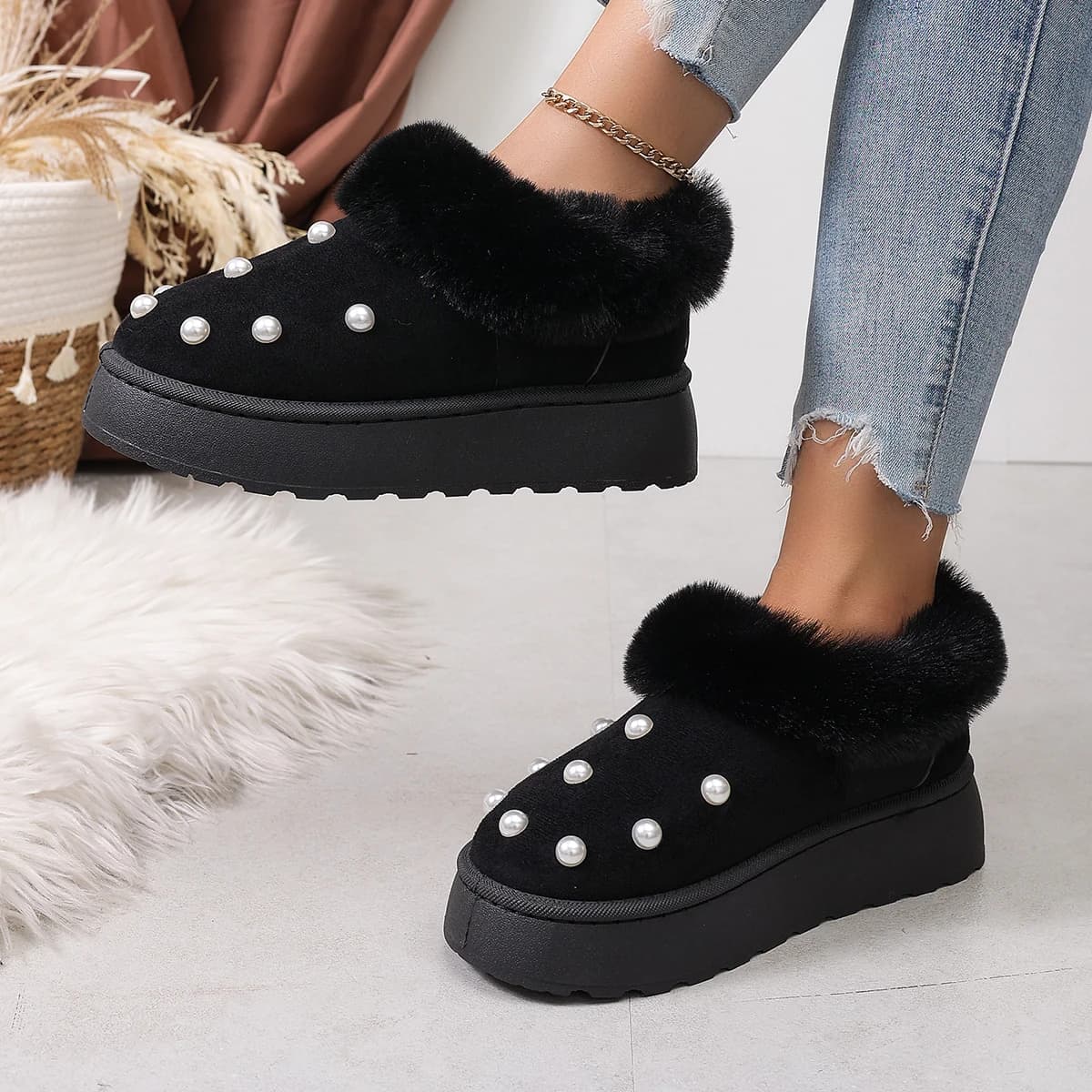 2026 New Cotton Slippers - High-Top, Thick-Soled, Height-Boosting, Non-Slip, Warm, Indoor and Outdoor Snow Boots
