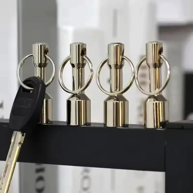 Super Strong Metal Magnet Check Car Keys Keychain Split Ring Pocket Keyring Hanging Holder Portable Outdoor Tools Silver Color