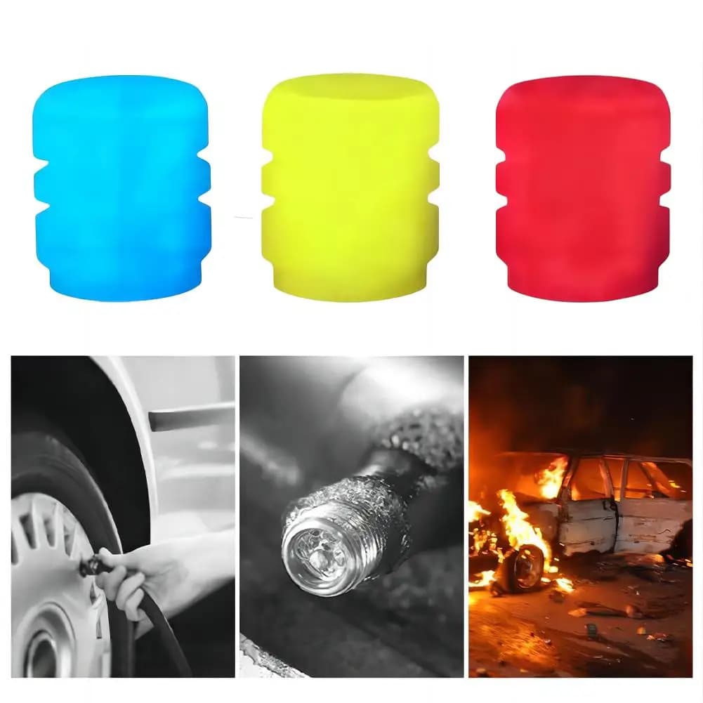 4pcs Luminous Valve Caps Fluorescent Night Glowing Decor Car Motorcycle Bicycle Wheel Hub Valve Stem Cap Styling Car Accessories