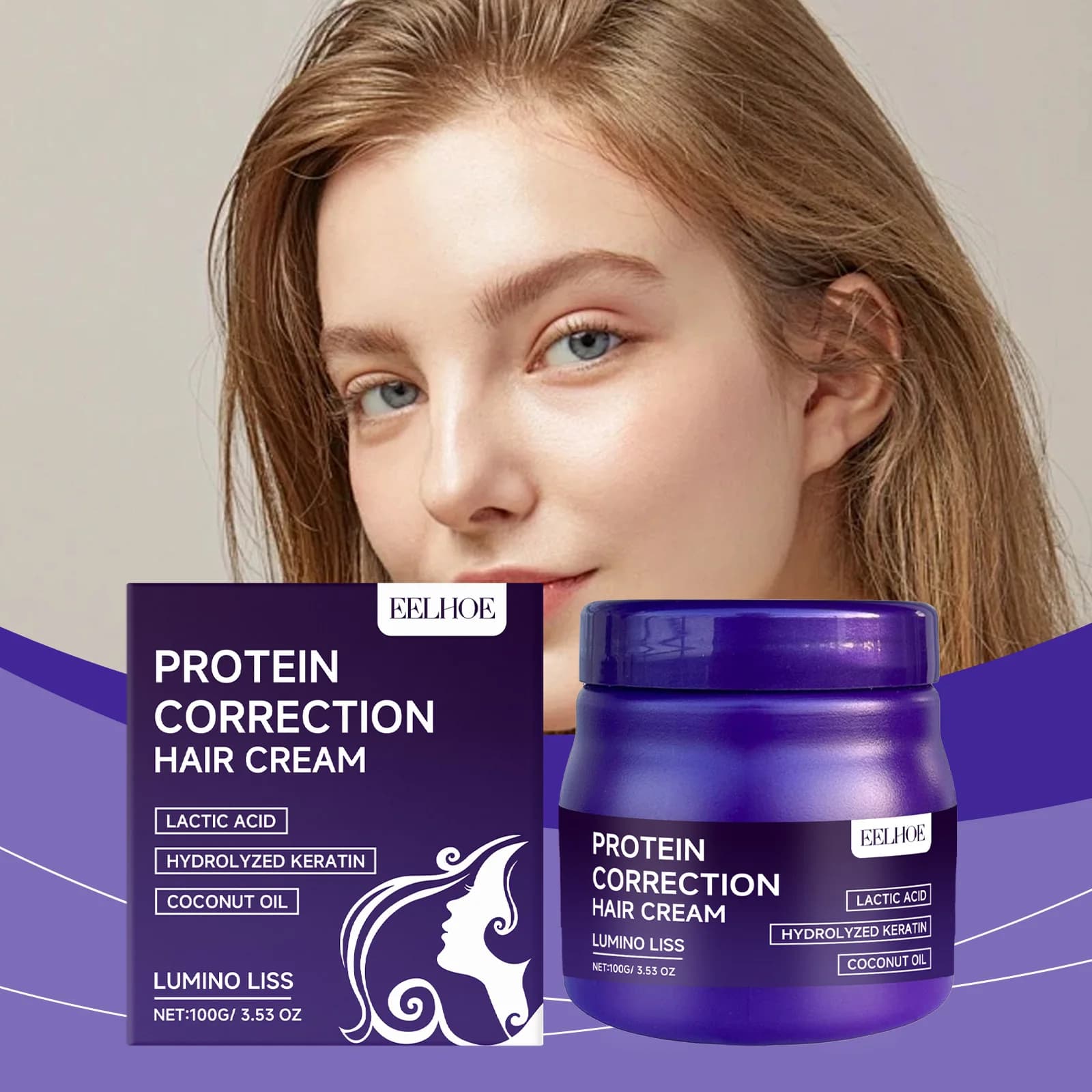 Smooth cream for protein hair: moisturizes and nourishes hair, prevents frizz, leaves hair smooth and keeps hair health
