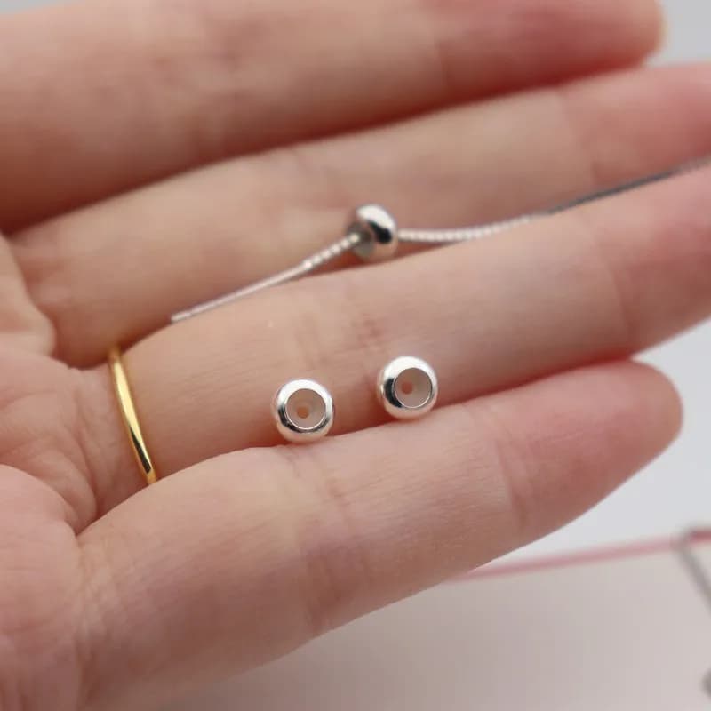 1 pz solido 925 perline in argento Sterling di gomma all'interno della spina telescopica accessori per gioielli fai da te che fanno la ricerca di componenti