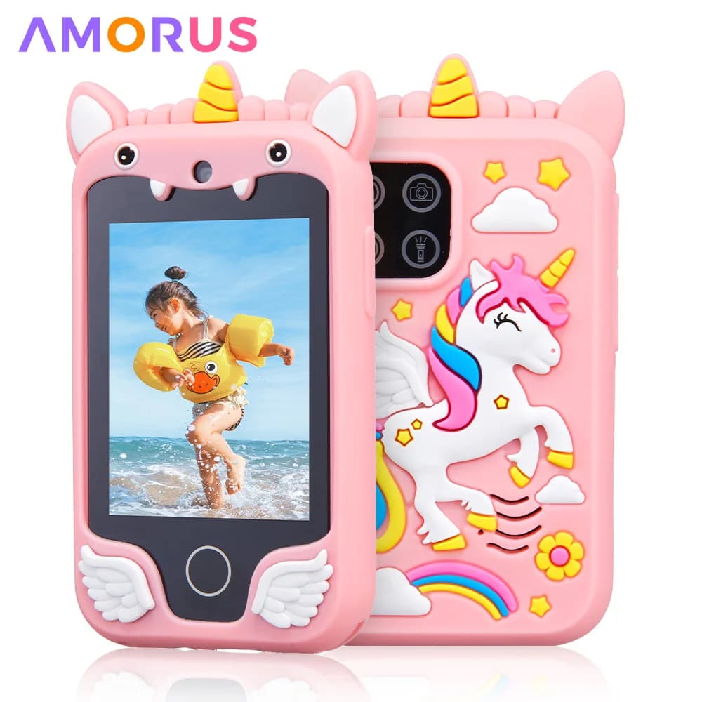 Bambini Smart Phone Camera Toys Touchscreen unicorno Baby Mobile lettore MP3 fotocamera digitale giocattoli educativi per ragazze ragazzi età 3-8