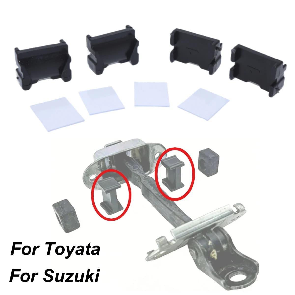 Kit 4 Pezzi per Toyota FORTUNER Suzuki CULTUS ESTEEM, Nuovo Kit di Riparazione Limitatore Porta, Clip per Molla Ammortizzante Nere