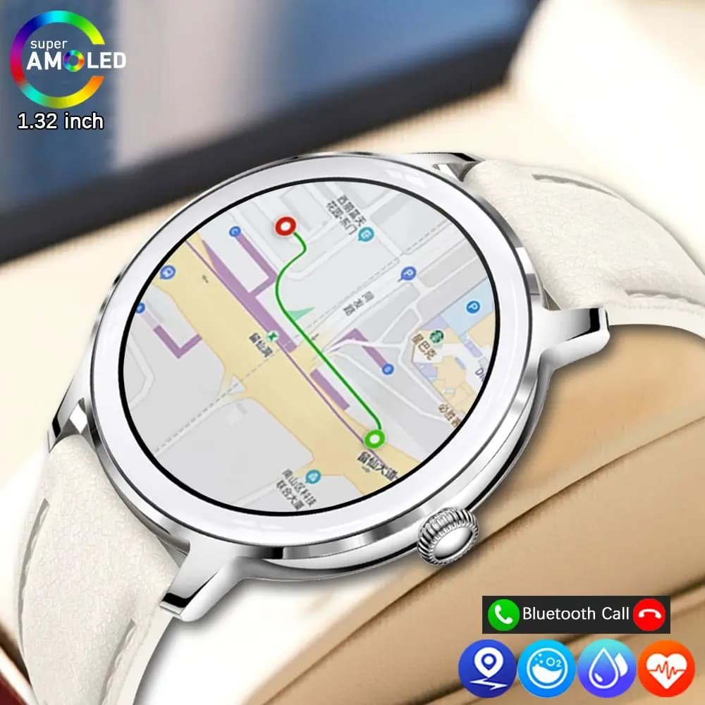 AMOLED Smart Watch da donna 1.32 pollici 466*466 schermo HD Bluetooth chiamata frequenza cardiaca monitoraggio dell'ossigeno nel sangue modalità sportiva Smartwatch