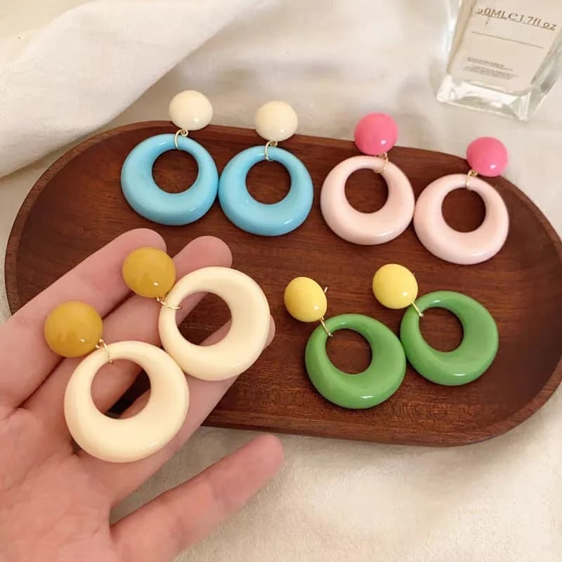 Orecchini pendenti rotondi estivi Orecchini geometrici alla moda per accessori di gioielli dolci da donna