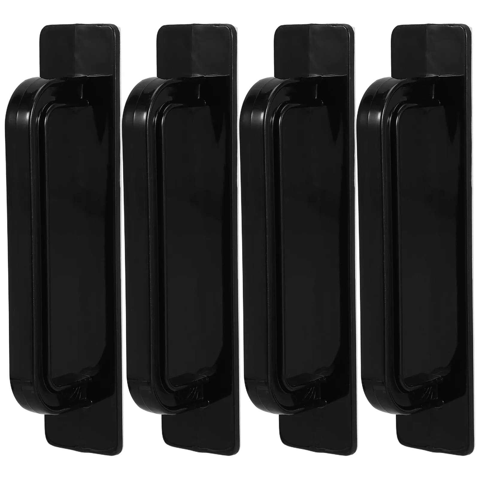 4 Pezzi Maniglie Autoadesive Nere in Plastica, Tiranti Adesivi Senza Foratura per Cucina, Armadietti, Cassetti, Porte, Ferramenta per Mobili