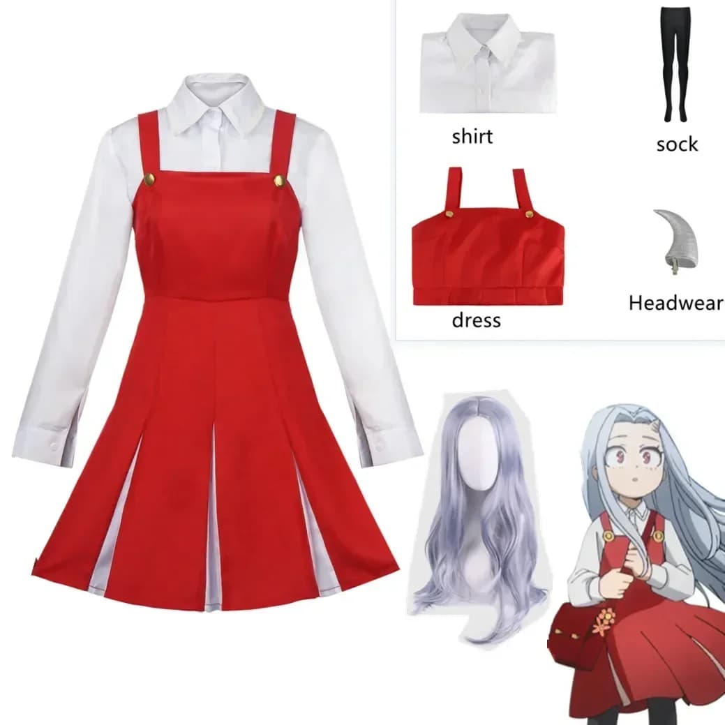 Anime Boku no My Hero Academia Season4 Eri Costume Cosplay Abito uniforme Costume di Halloween Parrucca Corno Set