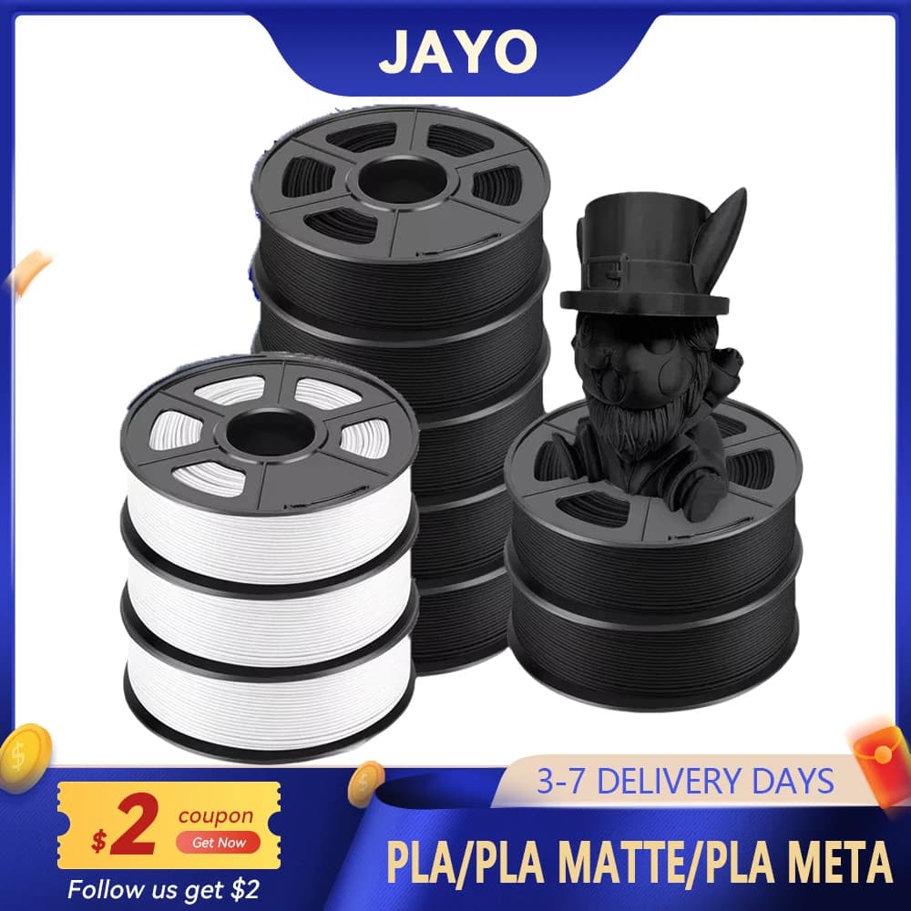 JAYO 10 rotoli di filamento per stampante PLA/PLA opaco/PLA Meta 1,75 mm +/- 0,02 mm Non tossico e senza bolle Materiale di stampa 3D per stampante 3D