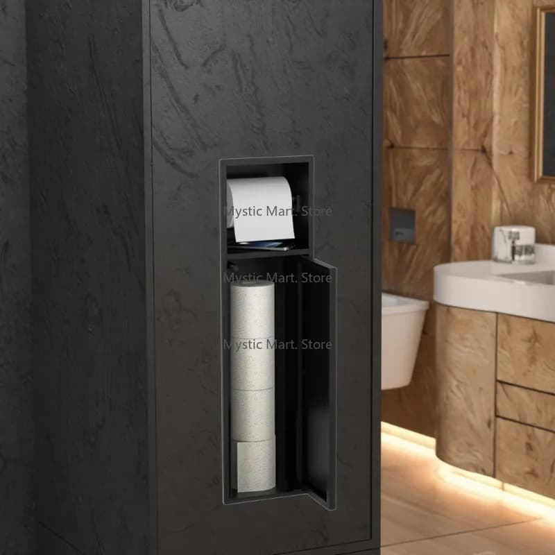 Hotel-Grade Matte Black Wall Niche | Toilet Paper & Paper Towel Holder for Bathroom & Kitchen