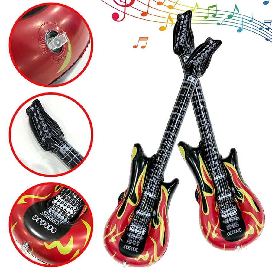 Chitarre gonfiabili a fiamma da 2 pezzi da 36 pollici, palloncini gonfiabili per chitarra rock riutilizzabili addensati, decorazione per feste musicali