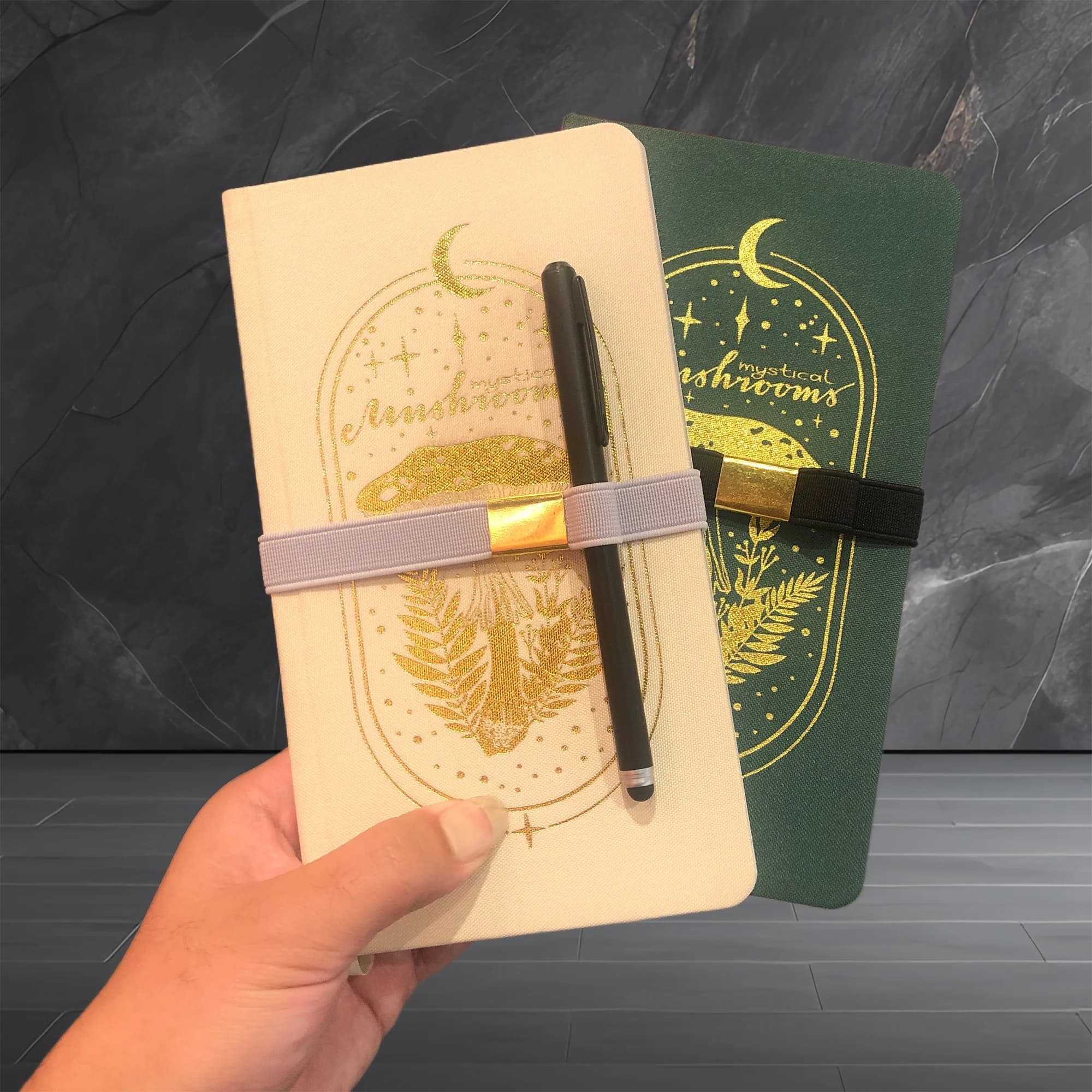 Portapenne con fascia elastica da 1 PC con fibbia in metallo color oro per notebook, libri di lettura, pianificatori, diari, schizzi da disegno