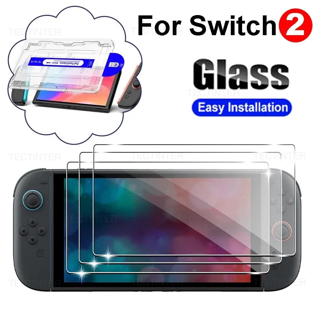 Nintendo Switch 2 console protection film with automatic alignment frame Tempered Glass Protective Film for Switch 2 accessories