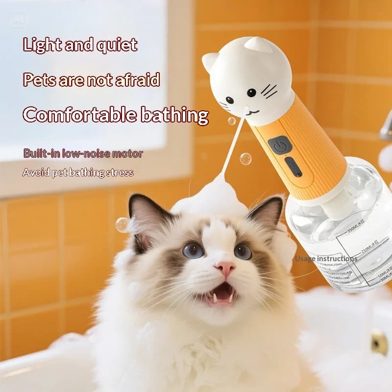 Dispenser Automatico Intelligente di Schiuma per Animali Domestici, Generatore di Schiuma per Shampoo e Bagno, Erogatore Portatile di Bolle per la Toelettatura degli Animali