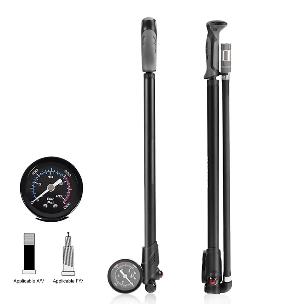 High-pressure 300PSI Bike Fork Air Pump with Barometer Gauge Rear Suspension Shock Absorber Pump Mountain Bicycle Tool