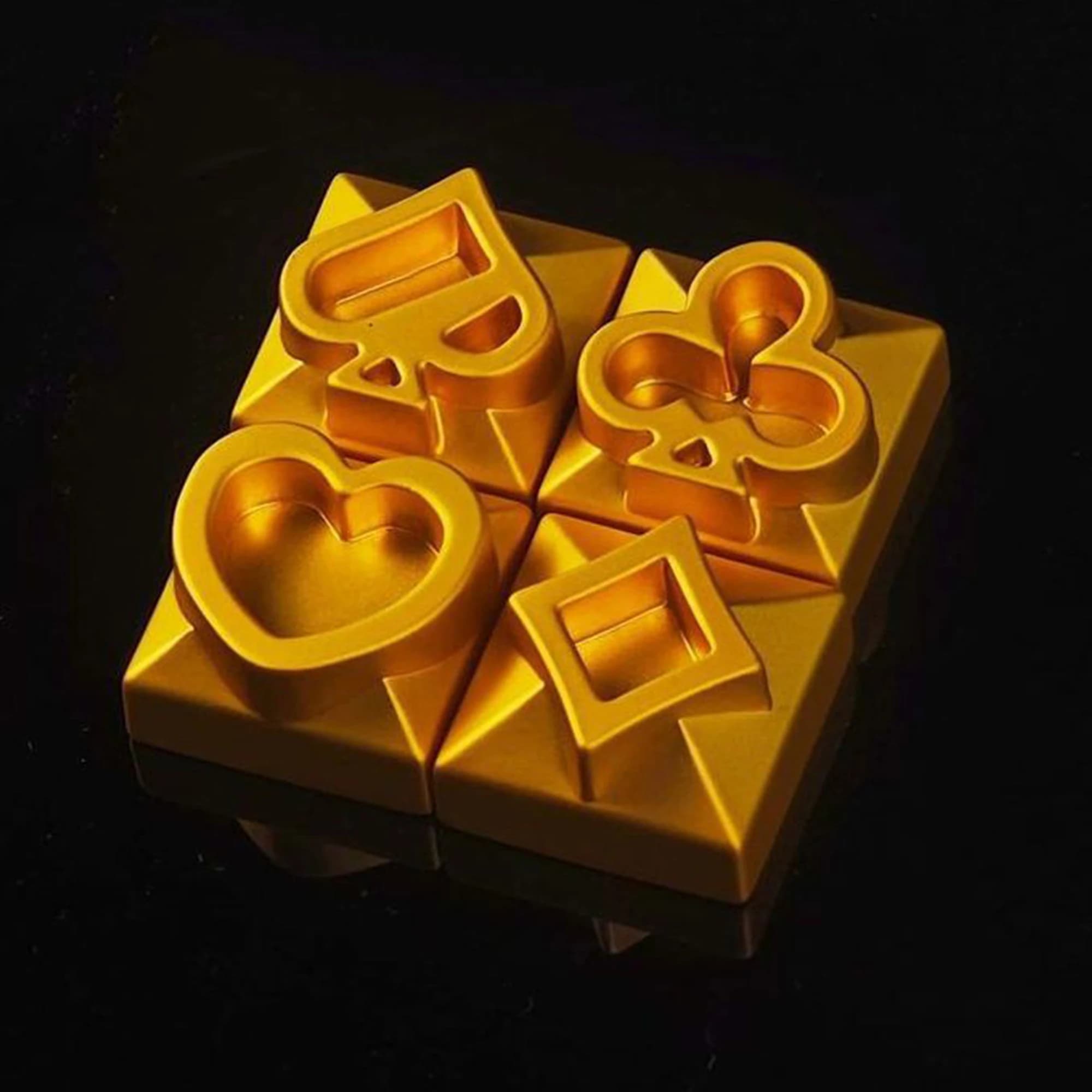 4 tasti a forma di carta da poker in metallo, tasti a freccia color oro opaco, tasti personalizzati galvanizzati per tastiera meccanica MX