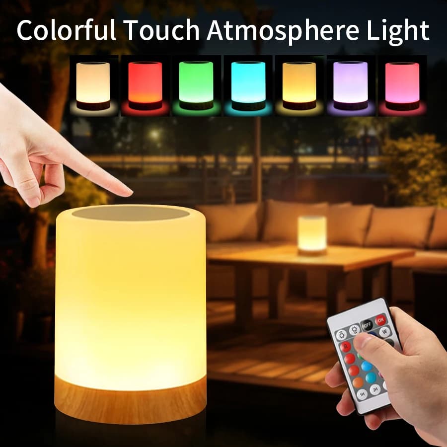 7/13 luce notturna a LED che cambia colore RGB Touch Control lampada da comodino dimmerabile lampada da tavolo ricaricabile USB Night Desk Decor Gift