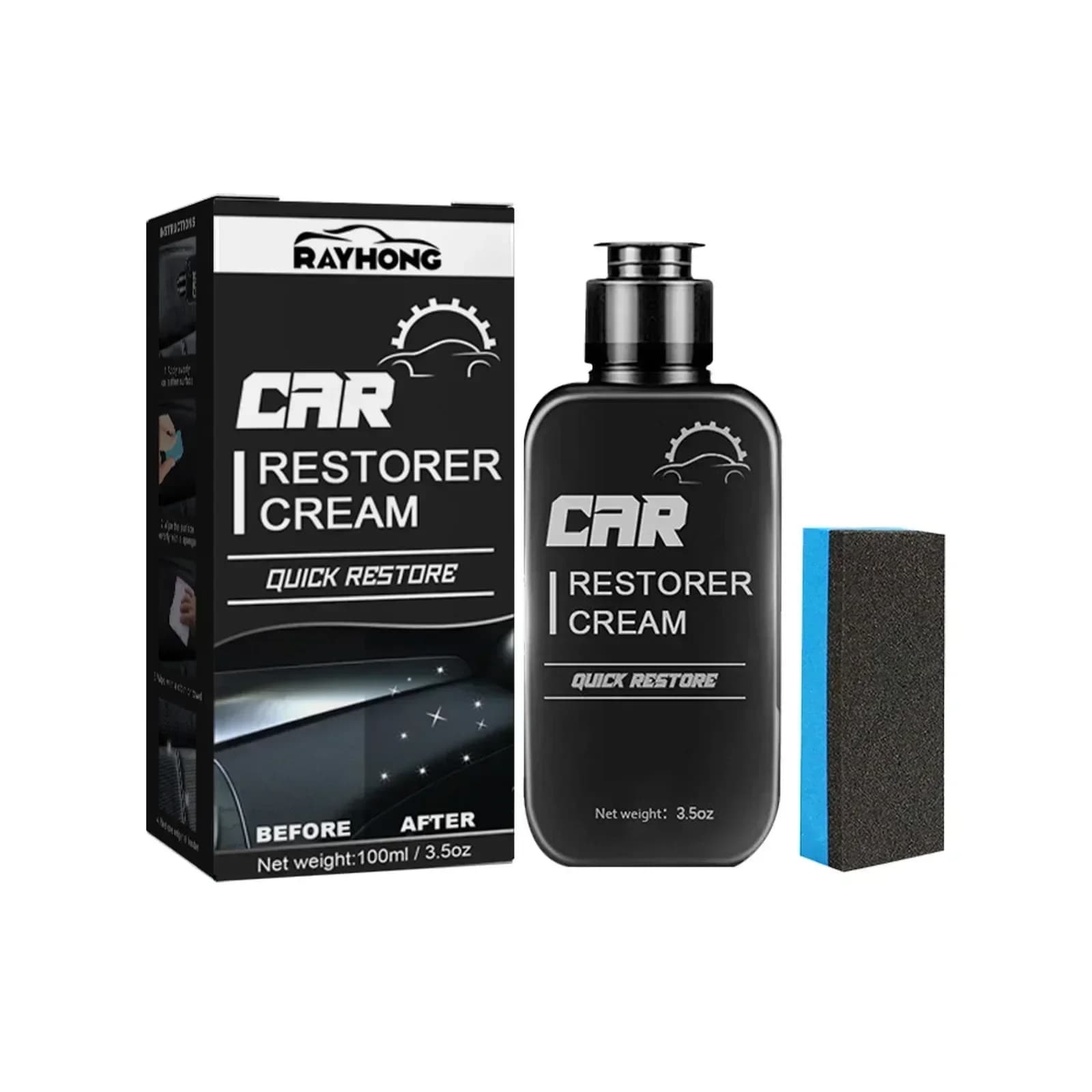 Agente di rigenerazione per parti in plastica da 100 ml, cera per parti in pelle, crema restauratrice per cruscotto con spugna per accessori auto