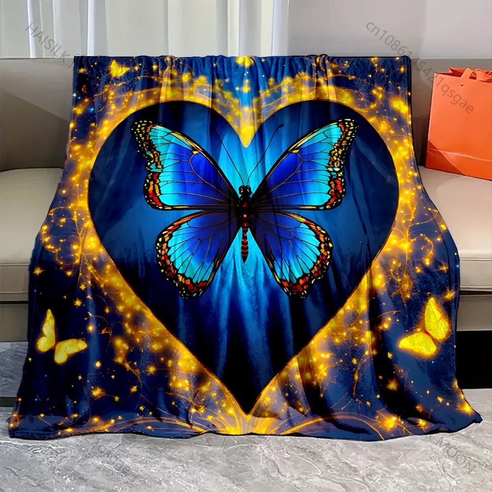 Coperta con farfalla fantasy dorata, calda, morbida e soffice, per divano letto per bambini e adulti, adatta per viaggi a casa, campeggio, multi-dimensione