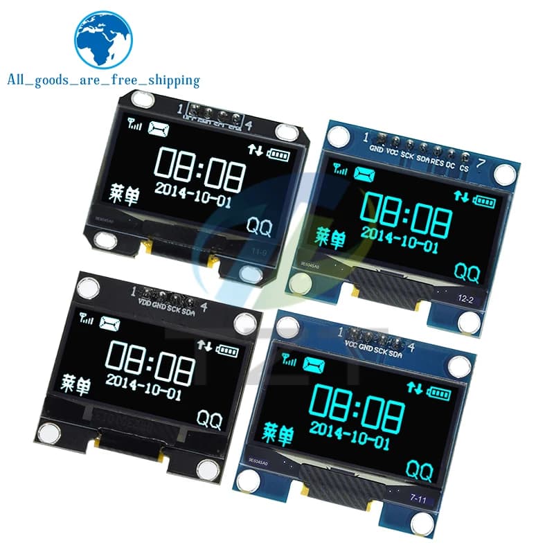Modulo OLED 1.3 4PIN colore bianco/blu 128X64 Modulo display LED LCD OLED da 1,3 pollici 1.3 "IIC I2C Comunicare con custodia per arduino