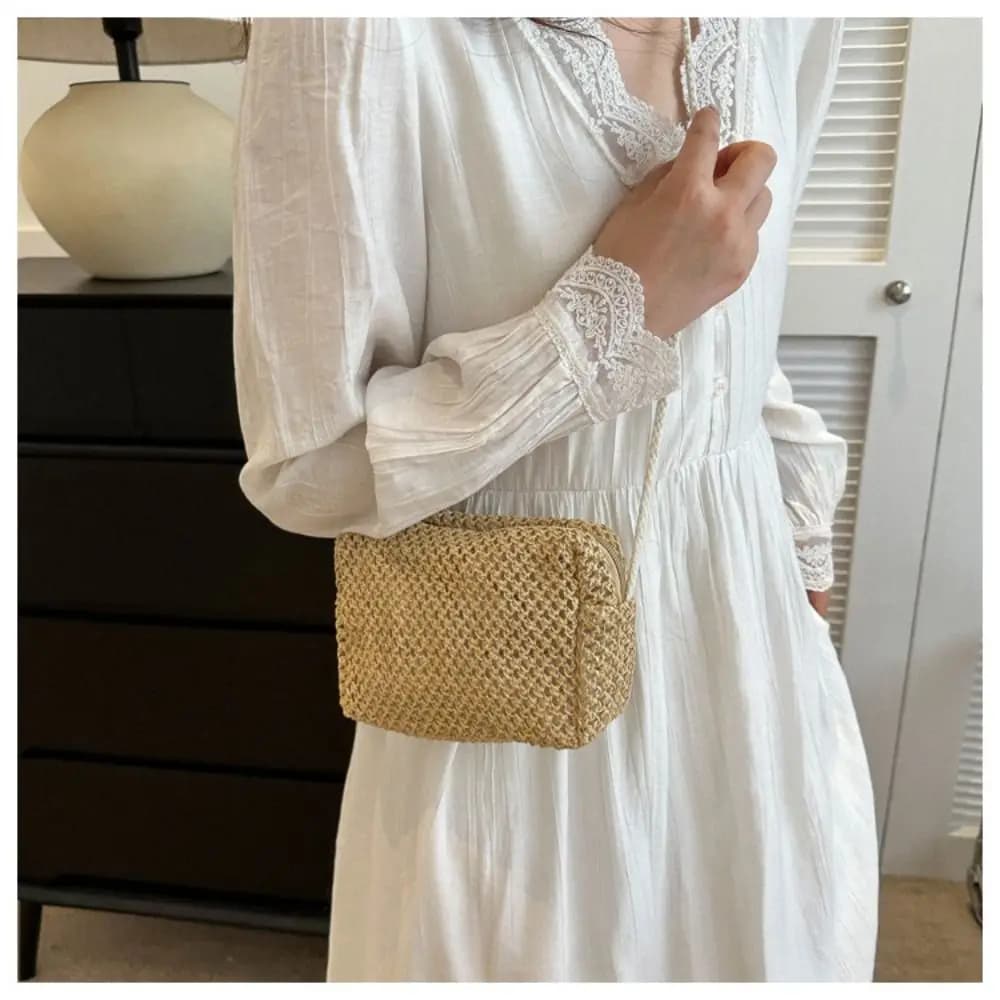 Trendy Women Summer Woven Crossbody Bag Ladies Straw Handbag Holiday Shoulder Bags