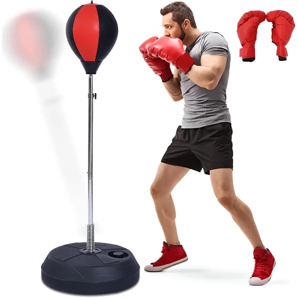 Sacco da Boxe Autoportante Regolabile in Altezza con Palla Veloce e Barra per Riflessi per Allenamento Fitness MMA per Adulti e Giovani
