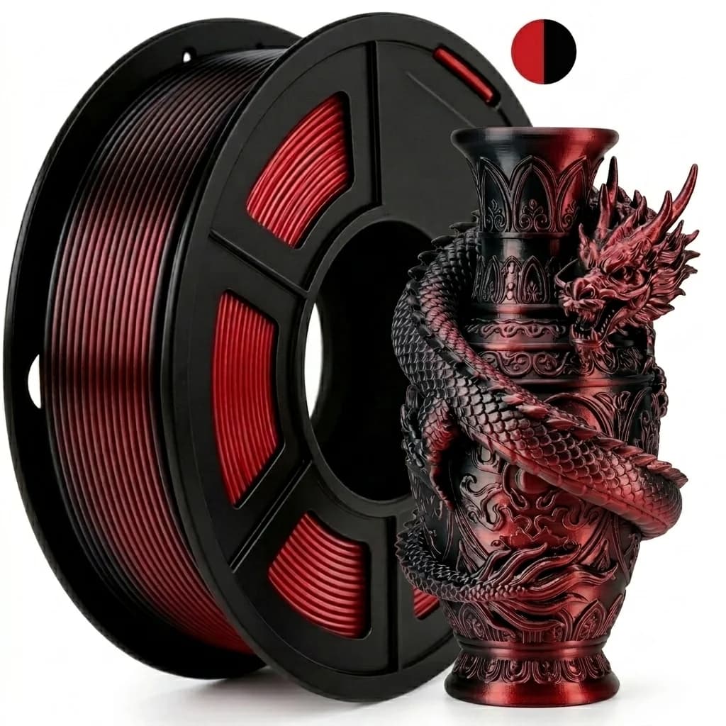 Silk Dual Color PLA Filament 1.75mm +/- 0.02mm Bicolor Two Tone 250g for 3D Printer