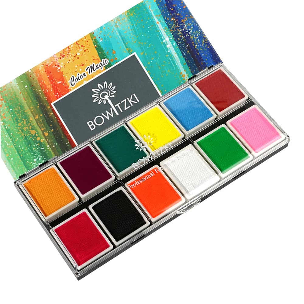 Bowitzki Professional Neon Face Paint e Body Paint 5 colori fluorescenti 7 colori opachi Pittura per il viso per trucco di Halloween