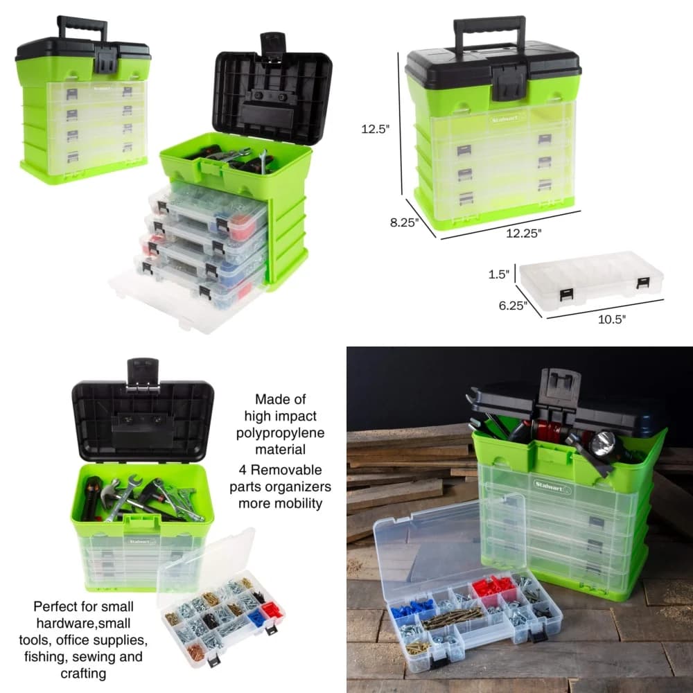 Toolbox Portable Tool Organizer with removable drawers to store handcrafted objects