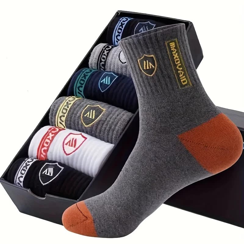 5 pairs of comfortable and breathable sports socks for men, soft and warm, elastic, for casual daily spring, autumn and winter clothing