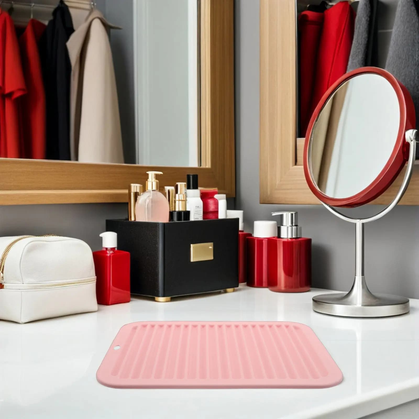 2 Pezzi Tappetino Termoresistente in Silicone Antiscivolo per Strumenti per Capelli, Supporto per Ferro Arricciacapelli e Piastra, da Viaggio e per Piano di Lavoro