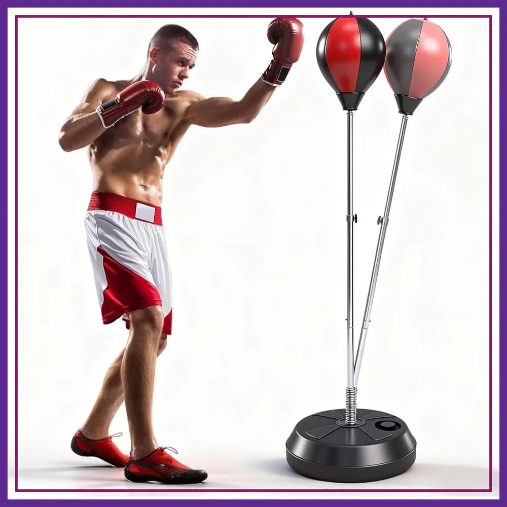Sacco da Boxe Regolabile in Altezza con Supporto per Adulti - Sacco Veloce per Allenamento, Riduzione dello Stress e Fitness