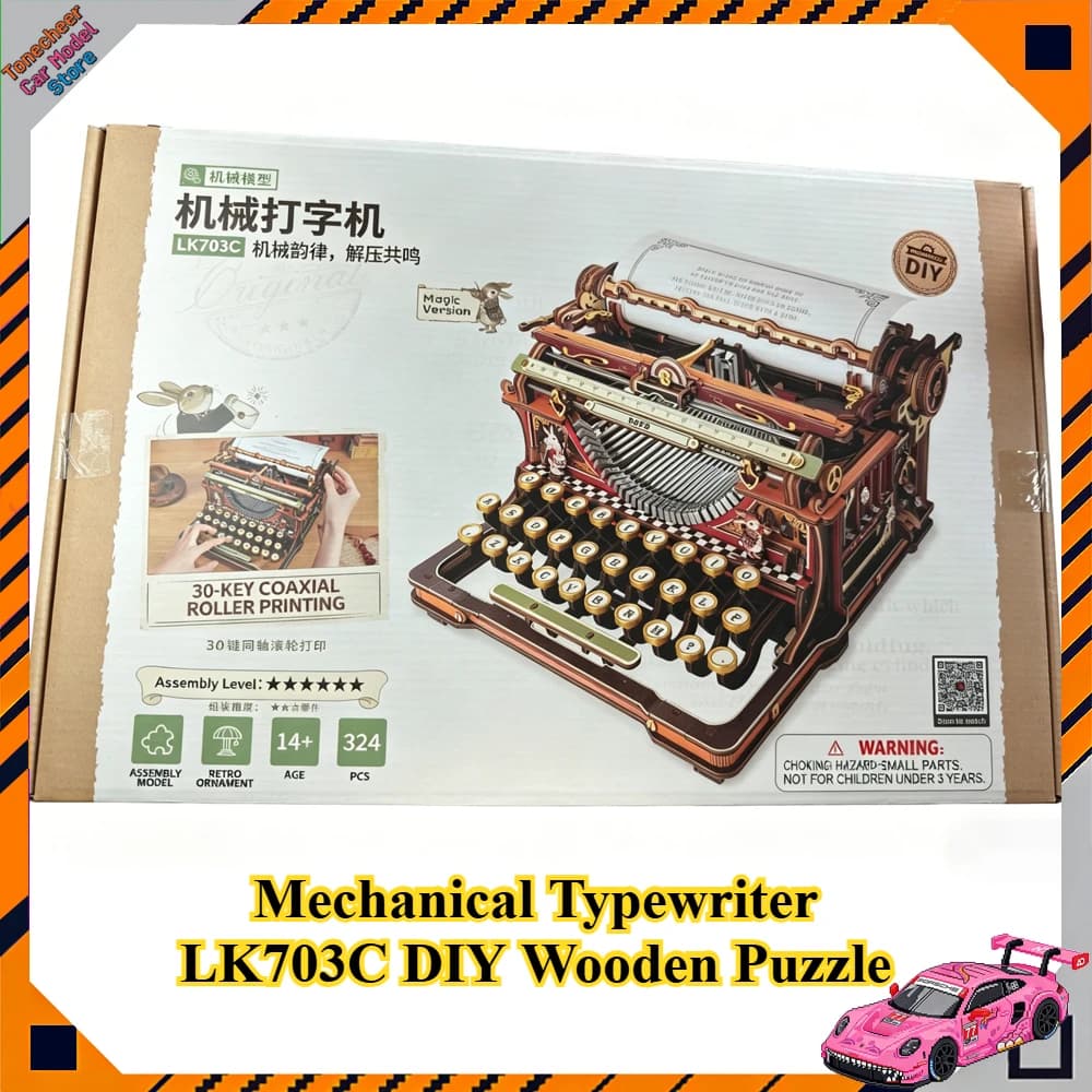 Nuovo Kit Modello Meccanico di Macchina da Scrivere LK703C, Puzzle in Legno Fai-da-Te, Diorama Casa delle Bambole, Decorazione 3D in Legno, Regalo di Compleanno