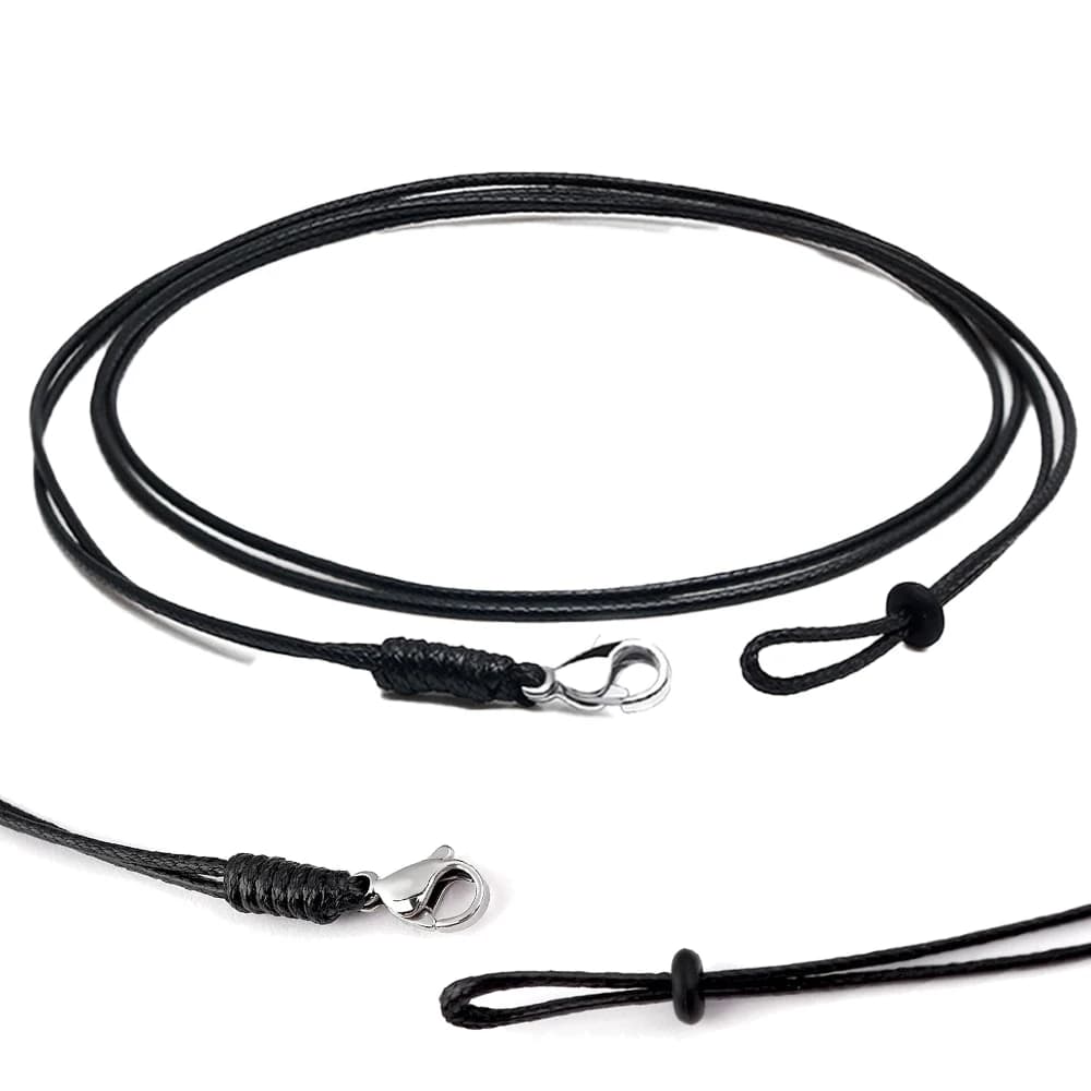 Corda di chiusura in acciaio inossidabile con catena per collana con pendente girocollo in cordoncino di cuoio nero impermeabile da 1 mm per gioielli da donna