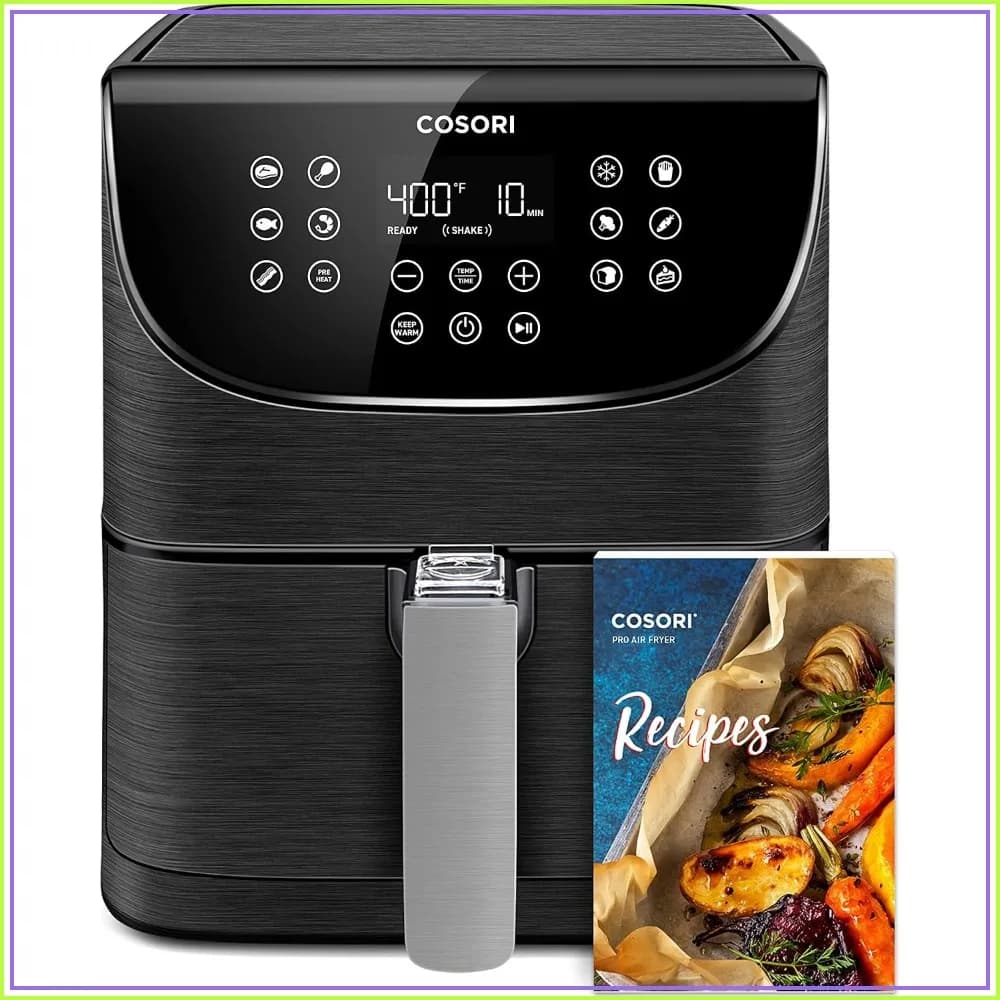 Upgraded 5.8QT Air Fryer, 13 One-Touch Functions, 100 Recipes, Dishwasher-Safe Basket, Black