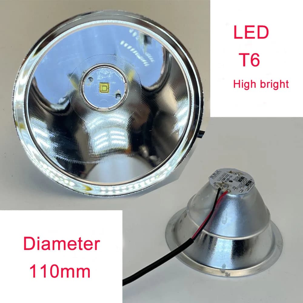 Lampada da Miniera LED Riflettente Portatile 110mm DC 4.2-5V Torcia Frontale Luce Lampada Sostituzione Fonte Luminosa T6 in Alluminio Professionale