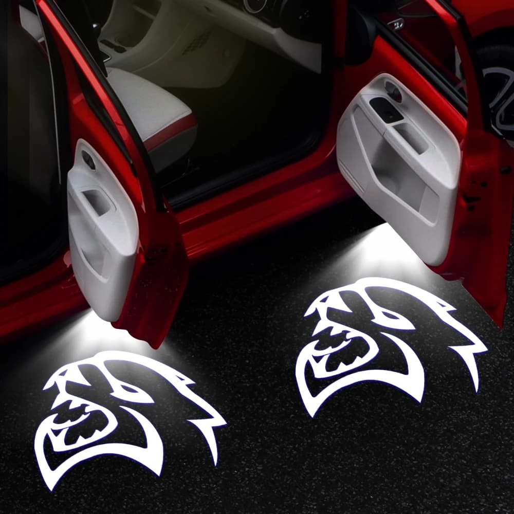 2 pezzi di luce dell'emblema dell'auto Hellcat Shadow Light per Dodge Challenger Charger Caliber Journey Car Style Dodge Car Door Light