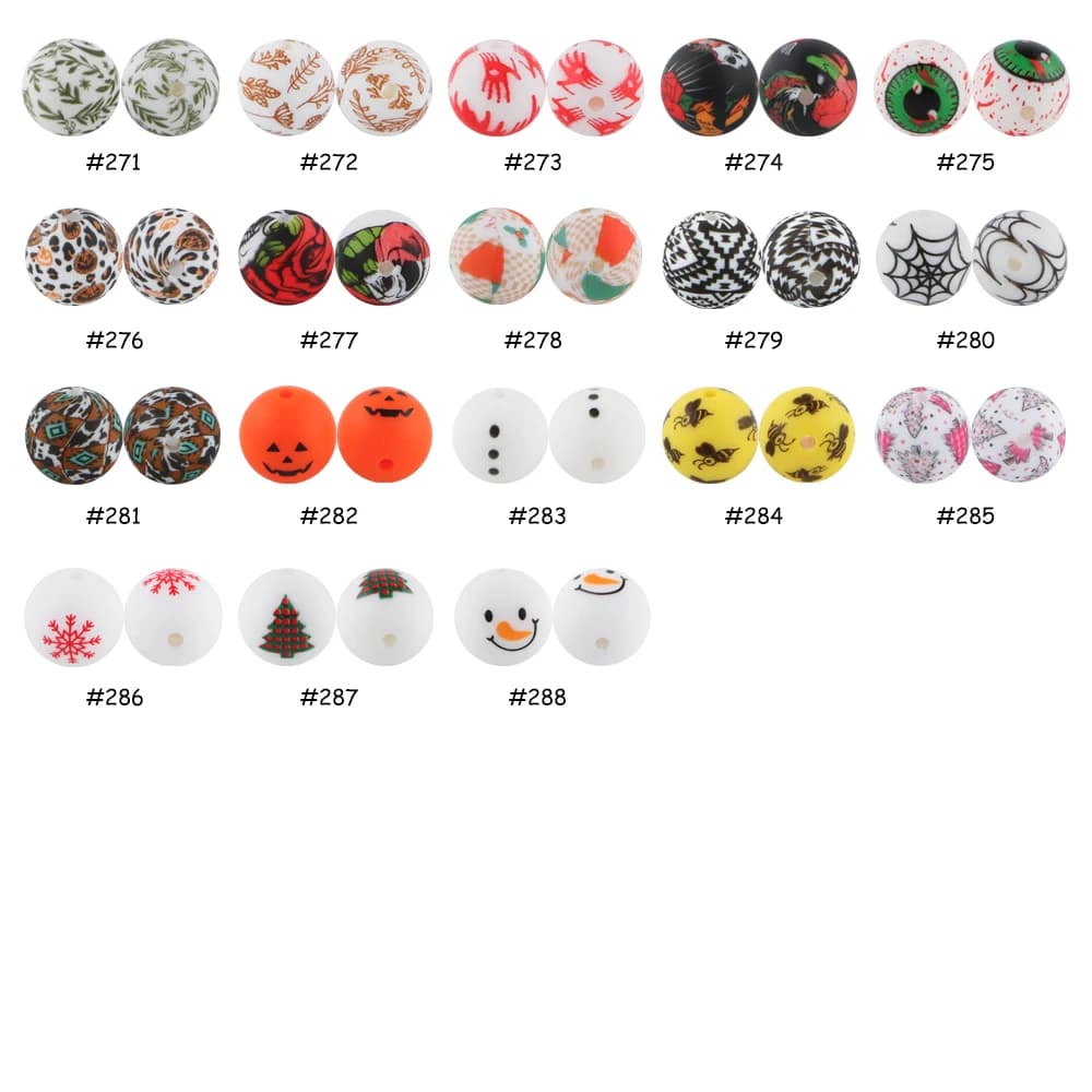 50/100 pz Nuovo 15mm Albero Di Natale Ragnatela Stampato Perline di Silicone Per Gioielli FAI DA TE Collana Del Braccialetto Portachiavi Ecc Accessori