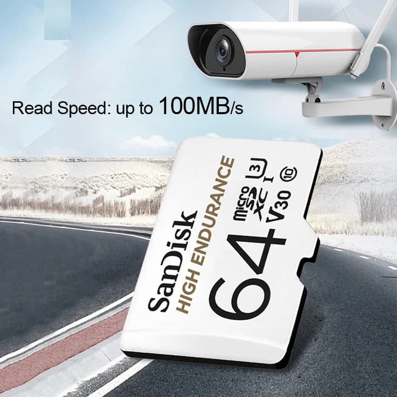 Scheda di Memoria MicroSD SanDisk 32GB MicroSDHC 64GB 128GB 256GB MicroSDXC C10 U1 V30 U3 Schede TF per Dash Cam e Monitoraggio Video Domestico
