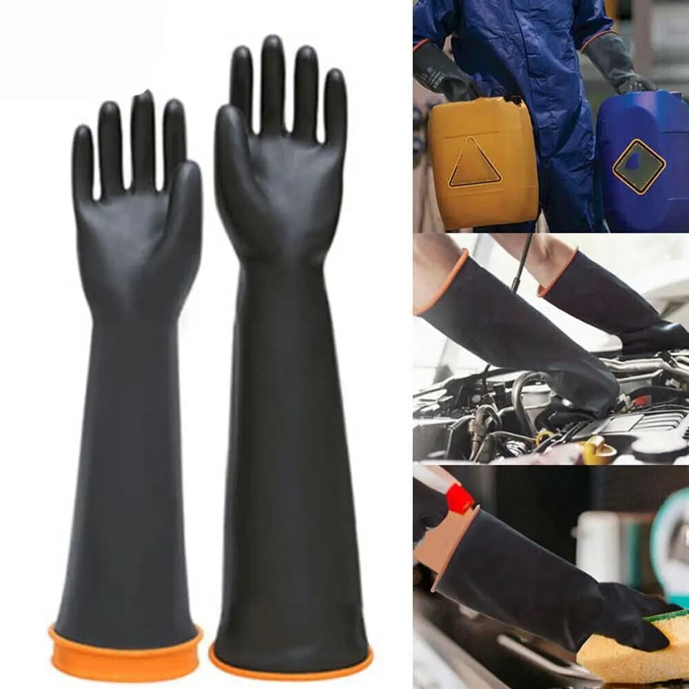 Guanti Resistenti ad Acidi e Alcali Forti, Guanti Industriali in Gomma Riutilizzabili Lunghi 17''22'' per Lavori Pesanti